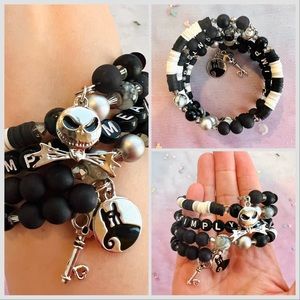 🖤🩶🤍✨ jack skellington nightmare before christmas NBC Disney bracelet beaded